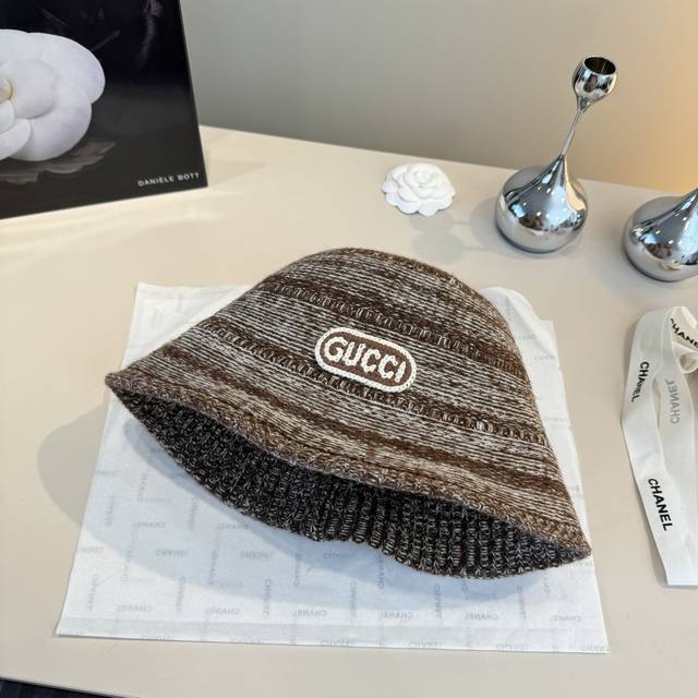 Gucci古奇新款毛毛混色渔夫帽，秋冬必备，百搭款，头围57Cm