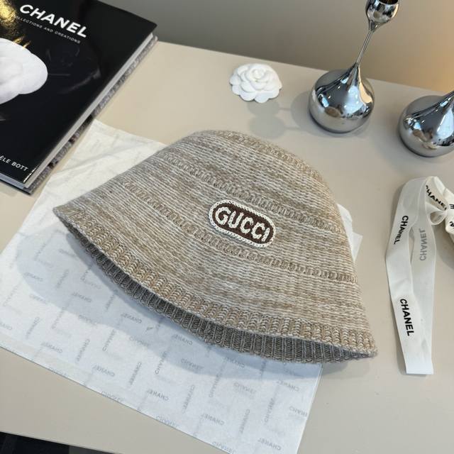 Gucci古奇新款毛毛混色渔夫帽，秋冬必备，百搭款，头围57Cm