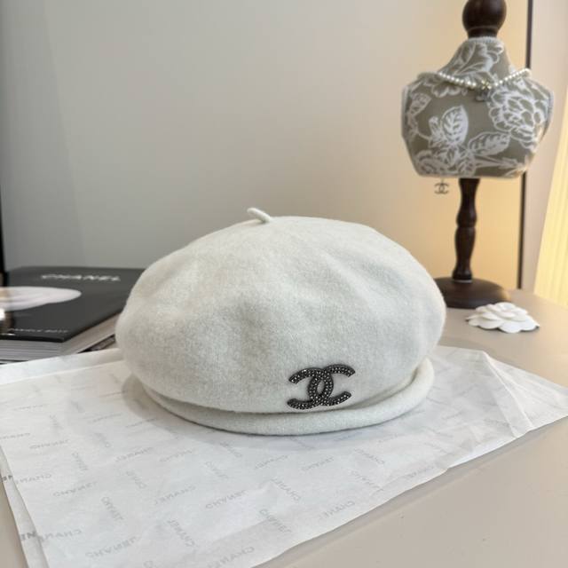 Chanel香奈儿羊毛贝雷帽，南瓜帽，百分百羊毛面料，头围57Cm