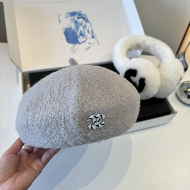 Chanel香奈儿新款羊绒贝雷帽，头围57Cm