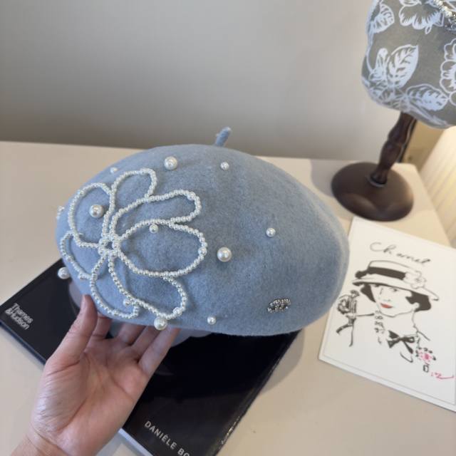 Chanel香奈儿新款羊毛贝雷帽，百分百羊毛面料，头围57Cm