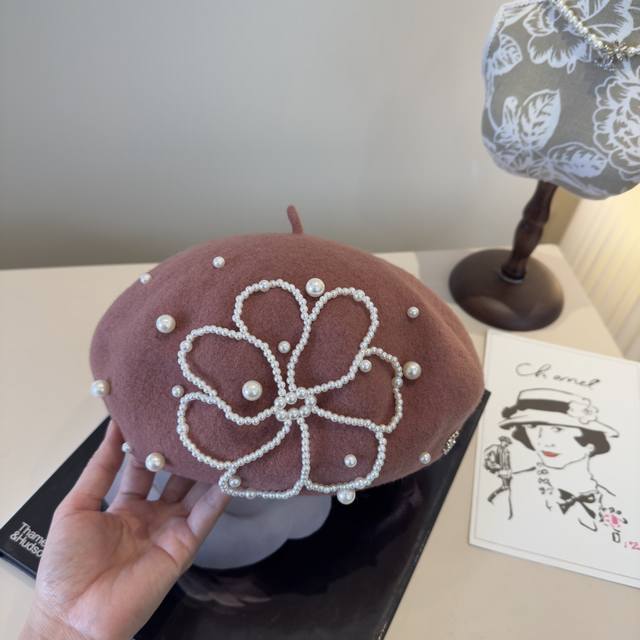 Chanel香奈儿新款羊毛贝雷帽，百分百羊毛面料，头围57Cm