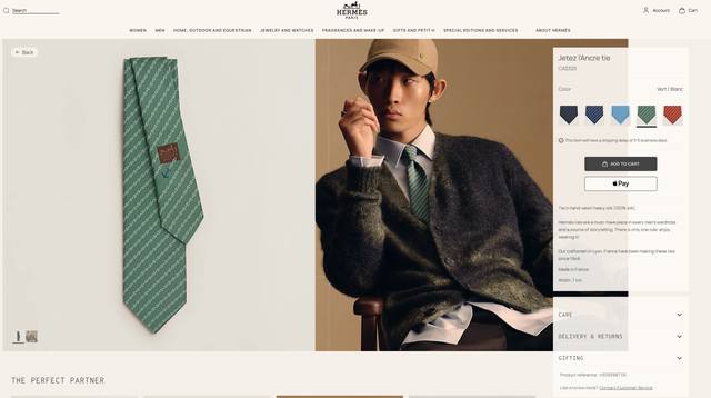 特 爱马仕最新款领带 “抛锚起航”领带 手工缝制重磅真丝领带 %桑蚕丝 。 爱马仕领带是每位男士衣橱中不可或缺的单品，也是一段故事的起源。仅有一条规则：享受佩戴