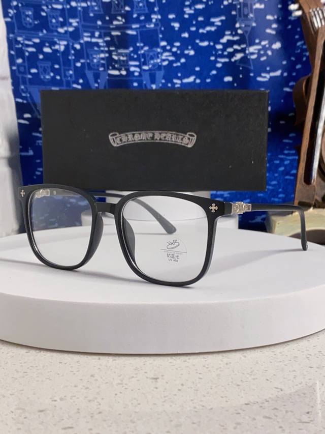Chrome Hearts 克罗心 2025韩版黑框防蓝光眼镜男女个性可配近视度数素颜平光眼镜架星星装饰