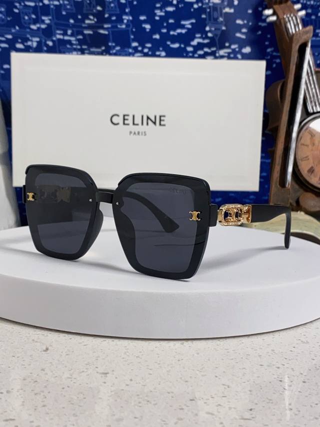Celine赛林 2025新款太阳镜女款防紫外线防晒墨镜女韩版圆脸显瘦 凯旋门时尚墨镜