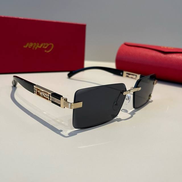 Cartie*卡地亚 珍贵太阳眼镜金属材质 Pc镜腿十无框超轻电镀工艺精湛气质十足新款刚刚到货官网原版超高品质，超高档奢华的象征
