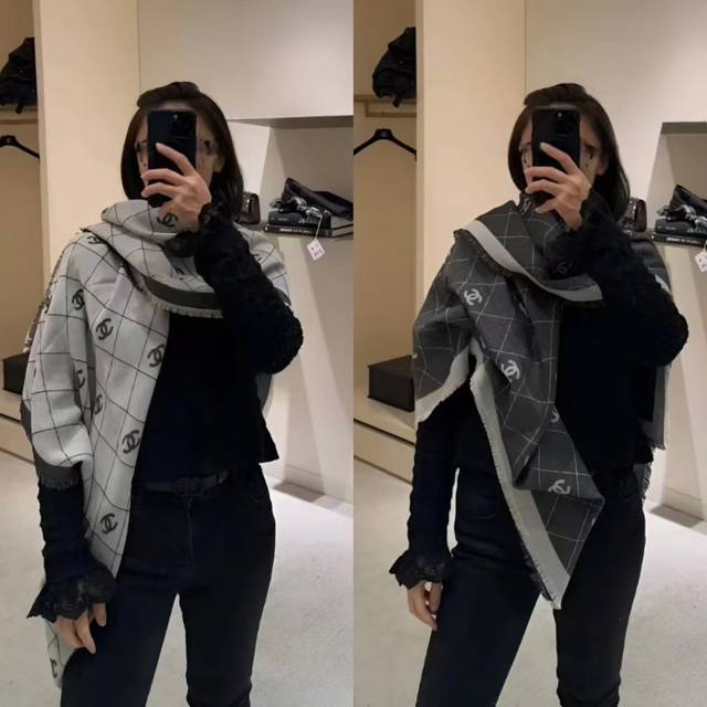 C家。最爆火的Chanel 菱格披肩，双面设计体验不同风格穿搭，永远不会过时的经典，根本抢不到！ 经典菱格的包包已经成为香家历代经典不可替代的标志性图纹 这款菱