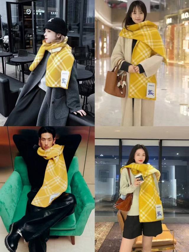 巴宝莉 低调的奢侈感[月亮]极品柔美精英高手级别的时髦感围巾 这款羊绒羊毛混纺围巾，越看越爱 越看越时髦，越看越喜欢 这种工艺和配色一看就知道不是一般的大工厂P