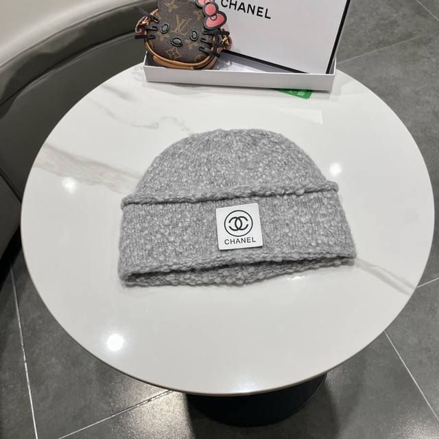 Chanel香奈儿新款韩版双卷边针织帽女秋冬百搭毛线帽保暖护耳帽子包头帽地主帽