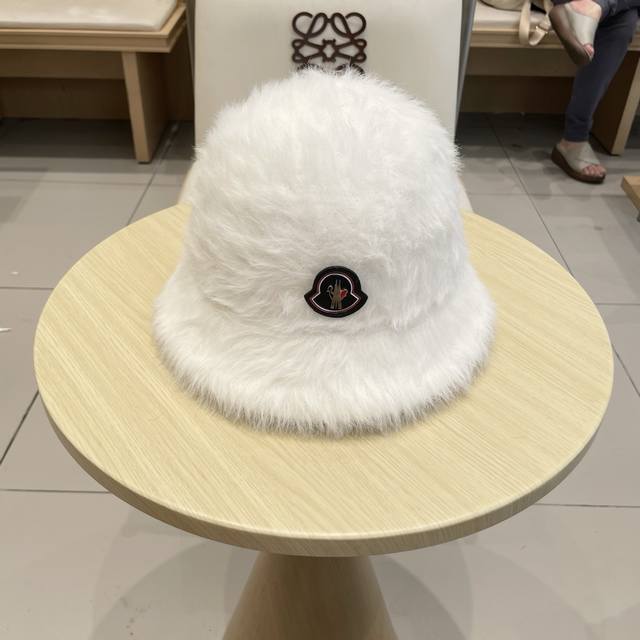 蒙口Moncler柔软加密长毛渔夫帽女 保暖纯色盆帽日常显脸小秋冬