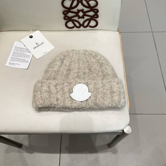 蒙口Moncler 秋冬毛线包头帽子大头围显脸小纯色加厚保暖毛绒针织帽女