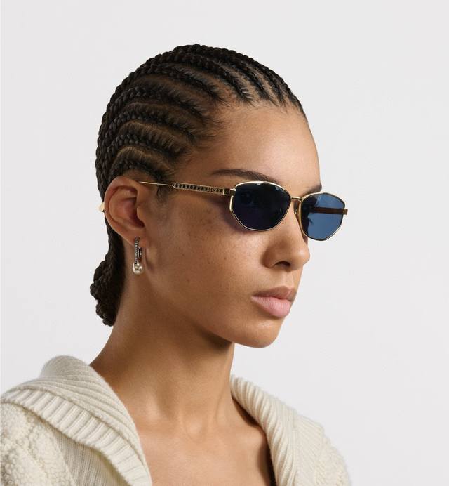 Dior迪奥 2025新款墨镜时尚金属Cd字母Logo藤格纹椭圆框太阳镜Cannage B1U