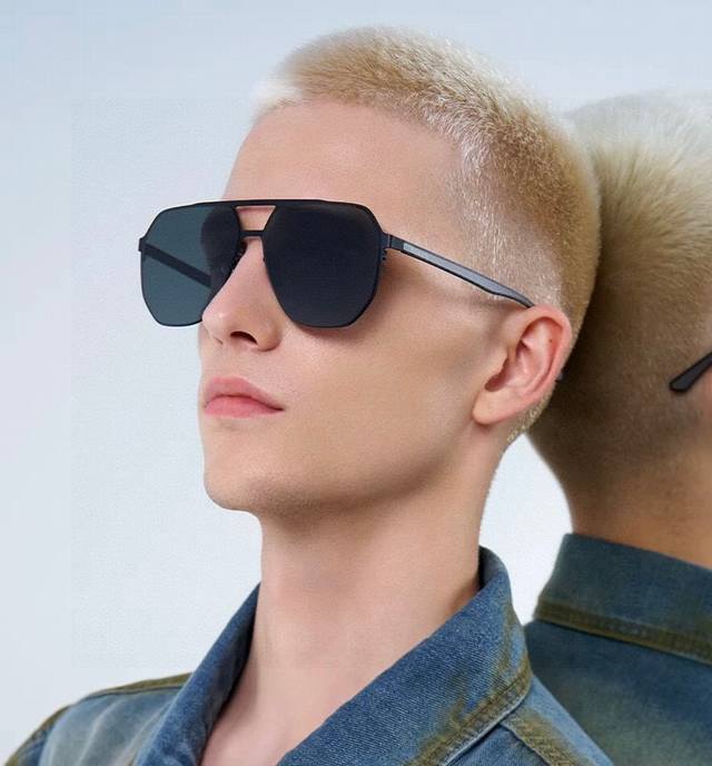 Lv 男款炫彩飞行员偏光太阳镜 材质：高清尼龙加厚卡槽高清偏光镜片 无边框镜架颜型号：L3250