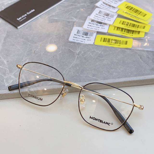 Montblan* 万宝*龙 Mb0371Oa，好看男士方框，超轻很休闲 双色电镀，搭配小六角星Logo ！Size:52口20-145