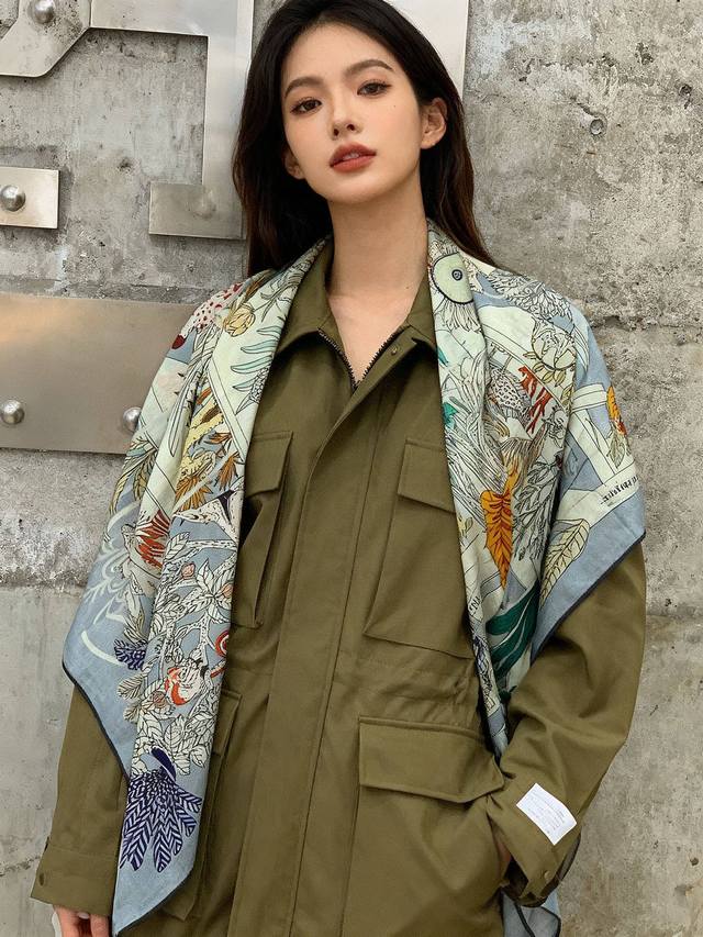 羊绒新款买了都说好看推荐爱马仕双面同色羊绒方巾， 奇珍乐园双面同色140 顶级工艺超值爱马仕专柜爆款立体呈现图案纹路实物档次极高特殊工艺高端研发惊艳问世特殊尖端