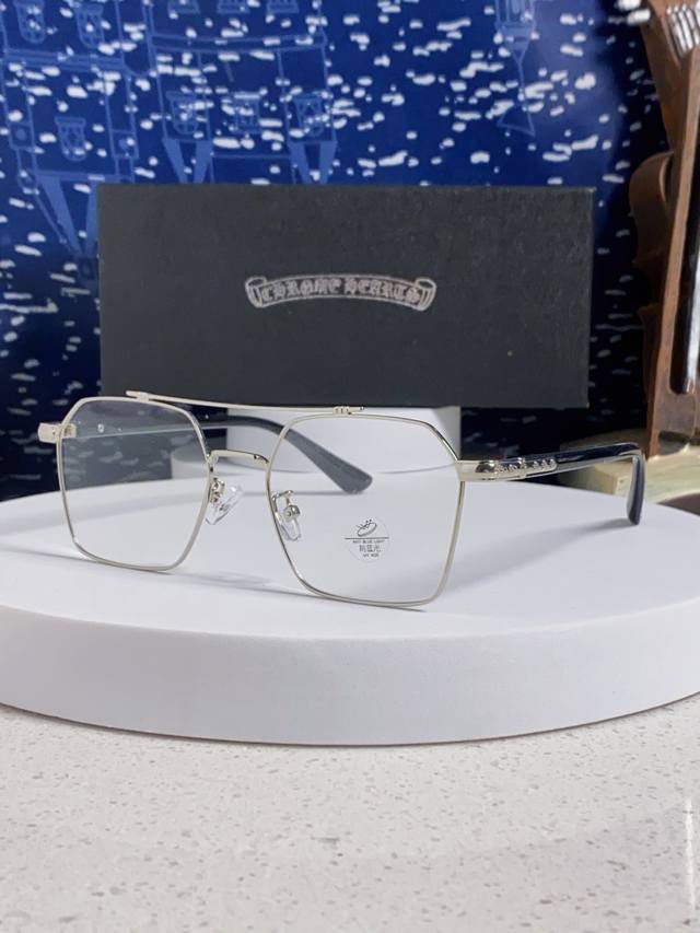 Chrome Hearts克罗心 2025新款时尚男士近视眼镜大框大脸防蓝光辐射平光 可配度数