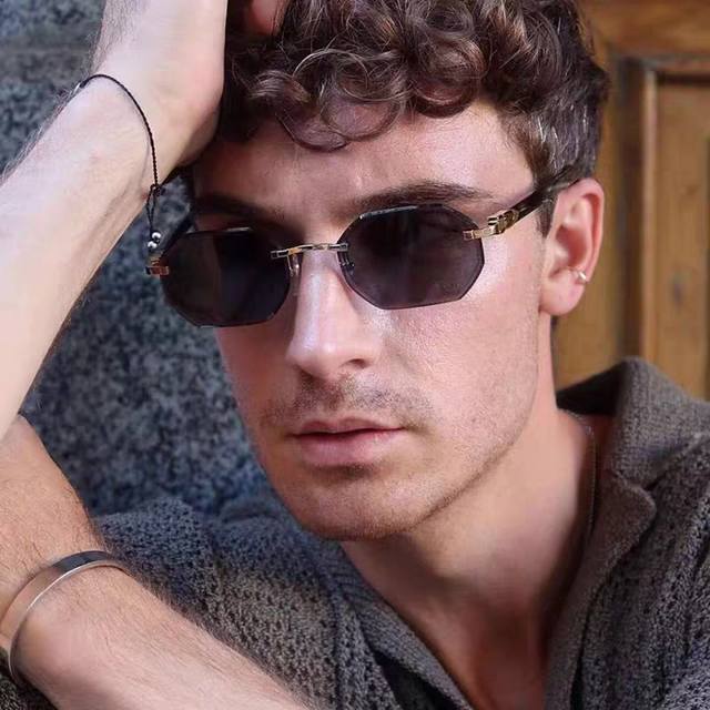 Cartier卡地亚 2025新款钻石切边新款墨镜感欧美无框潮流高级男女通用太阳镜