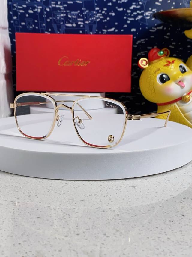 Cartier 卡地亚2025款欧美高端女飞行员双梁气质太阳眼欧洲站小红书拍照蛤蟆墨镜 男女通用