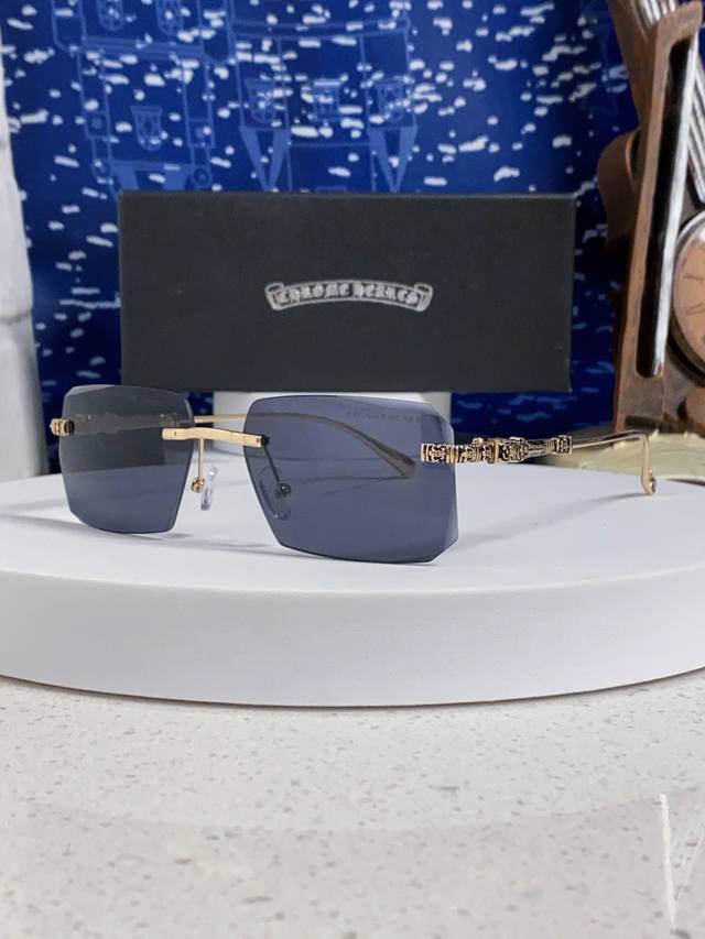 Chrome Hearts 克罗心 2025新款 欧美复古长方形无框切边墨镜女潮时尚气质街拍凹造型显瘦太阳眼镜