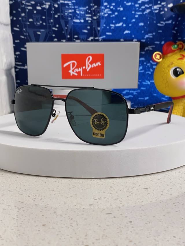 Rayban雷朋 2025新款 高品质玻璃镜片 太阳镜男士司机开车钓鱼眼镜男款电焊防强光墨镜大脸 Rb5523 Size：52口14-136