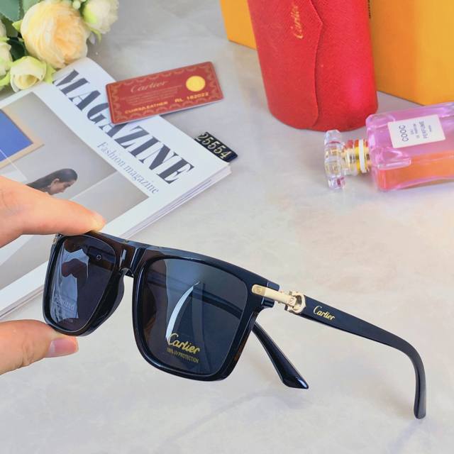 Cartie*韩版太阳镜男女个性方框百搭墨镜时尚黑框凹造型眼镜潮