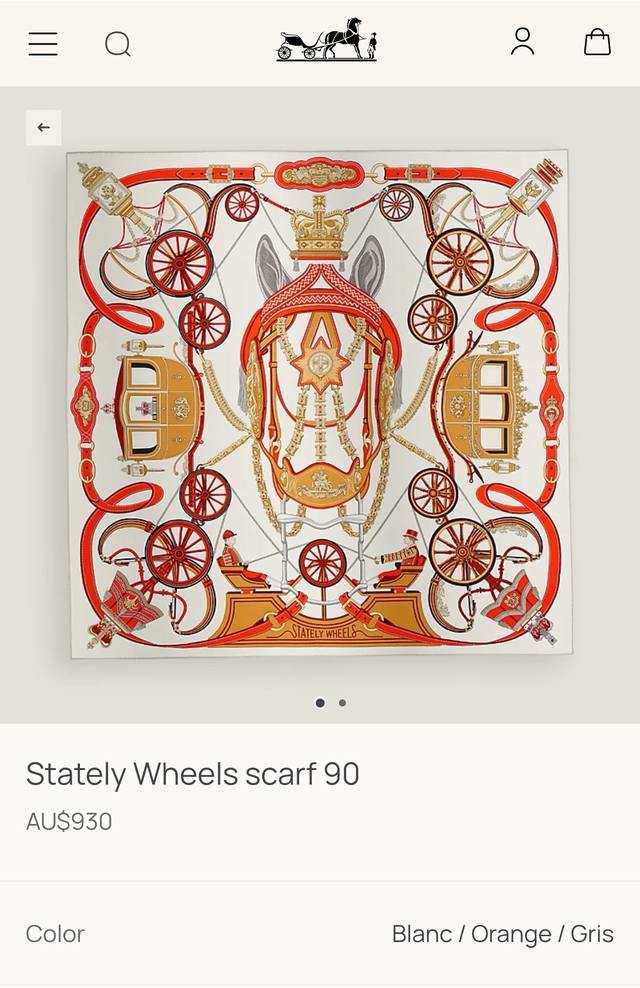 Shms2540 18姆米双面 90X90Cm斜纹真丝 爱马仕 尊贵之轮