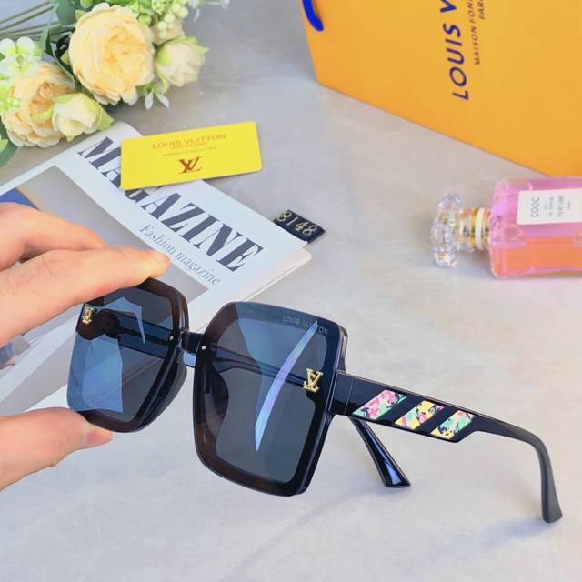 Louis Vuitto*轻奢太阳镜经典方框女士墨镜防紫外线遮阳气质圆脸大脸百搭