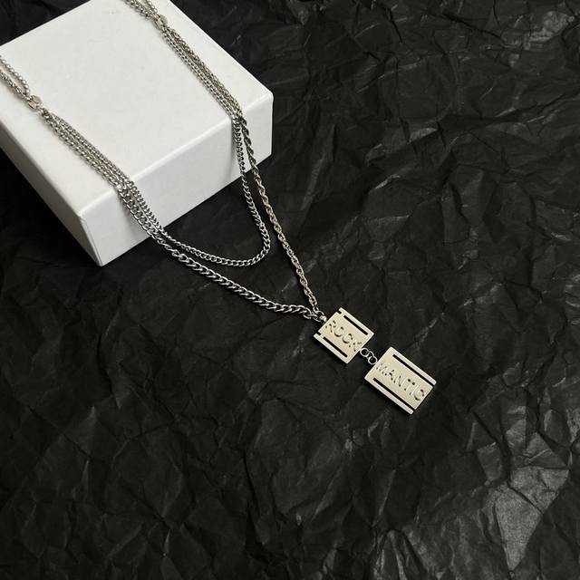 Juunngle Lab 潮牌 项链 石方形吊牌欧美个性
