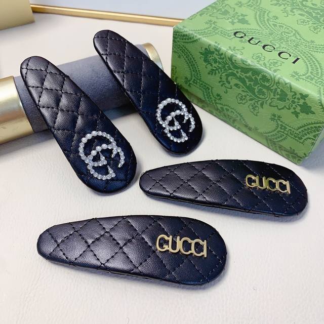 Gucci古驰 Gucci发夹 羊皮菱格Bb夹边夹日常精致小单品 气质百搭小仙女必入单品 宝藏款 闭眼入推荐款 一对