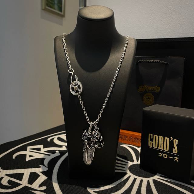 新品上架 Goro’S高桥吾郎骷髅头羽毛吊坠，高桥经典项链，顶级版本，认准独家拍摄，主攻高端市场 ，快手 Ins 小红书热门款，绝对区别普通版本！图片产品细节与