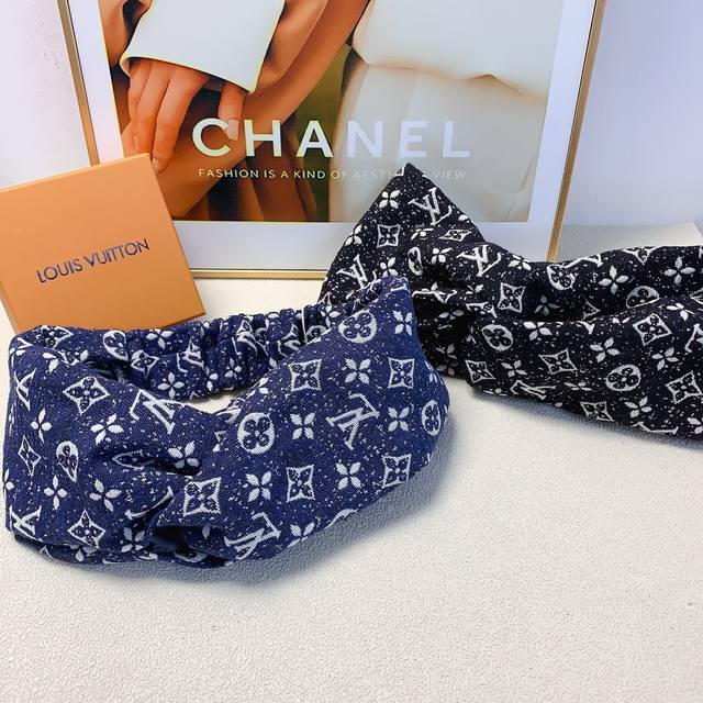 Lv路易威登 驴牌发带 新款刺绣Logo发带欧美时尚发带束发带 百搭时髦 低调奢华 单个 配发箍盒