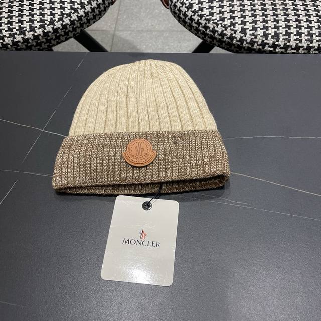 Moncler 蒙口 针织帽子男潮2025年秋冬加绒保暖毛线帽 大头围包头帽冷帽堆堆帽女