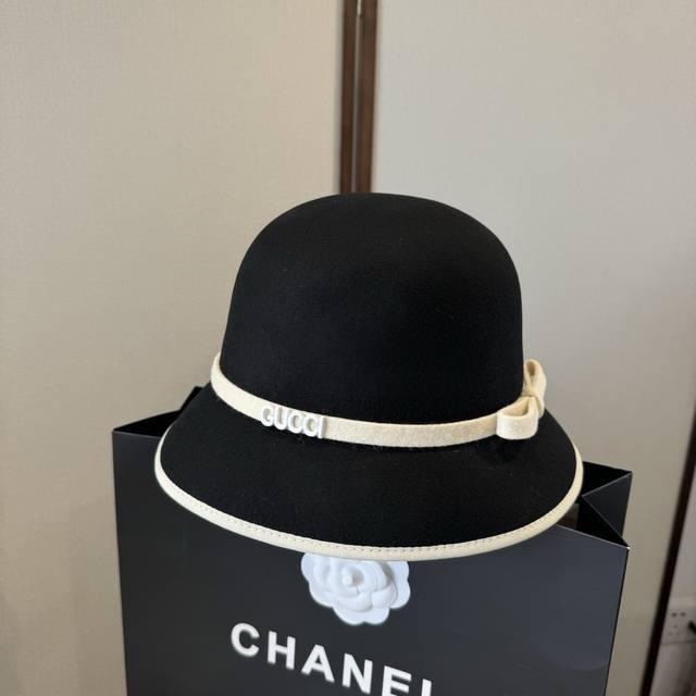 特 Gucci古奇新款秋冬羊毛盆帽，百分百羊毛面料%、头围57Cm