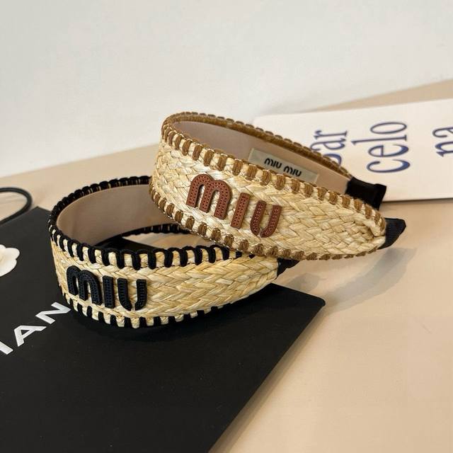 Miumiu缪缪拉菲草发箍
