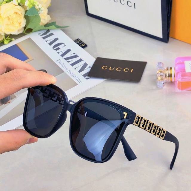 Gucc*2025新款时尚太阳镜墨镜防晒方框眼镜女士欧美复古街拍防紫外线款