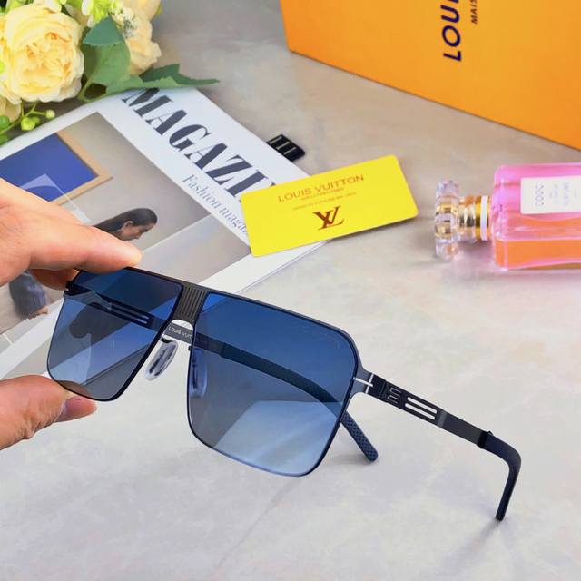 Louis Vuitto*2025新款尼龙偏光太阳眼镜潮无螺丝开车时尚简约舒适轻男士渐变色