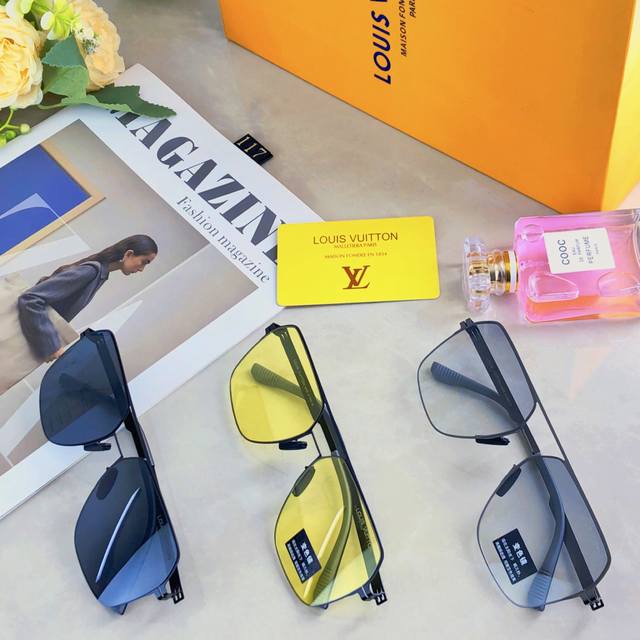 Louis Vuitto*夏季新款飞行员偏光太阳眼镜男欧美时尚骑行驾驶蛤蟆镜户外太阳镜