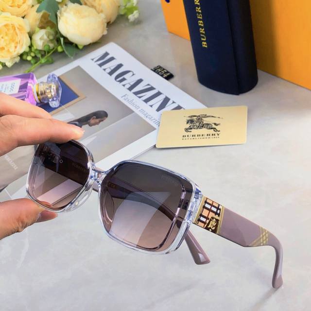Burberr*高级感墨镜街拍凹造型太阳眼镜方框轻奢太阳镜防紫外线墨镜