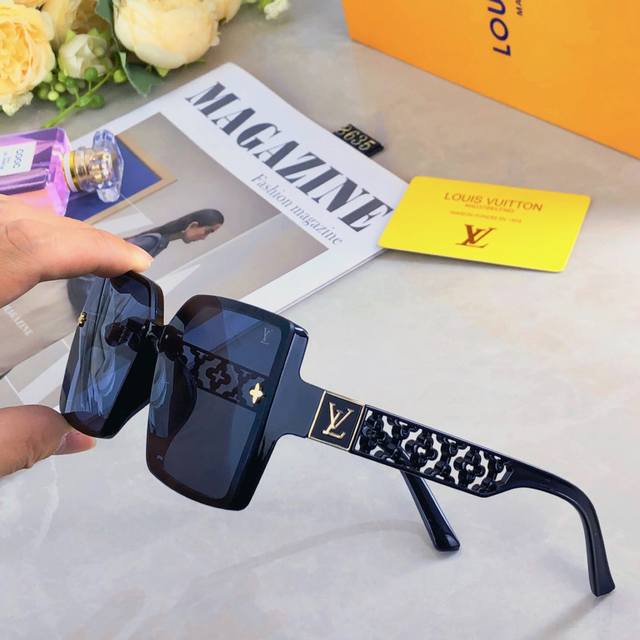 Louis Vuitto*欧美新款轻奢风潮方框时尚太阳镜女士高级感遮阳墨镜跨境