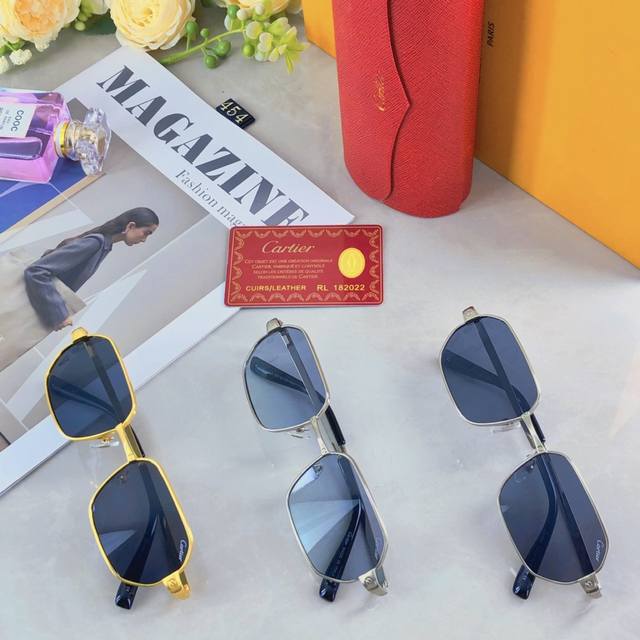 Cartie*韩版复古小框墨镜男女Ins网红潮酷眼镜金属框个性小脸太阳镜欧美