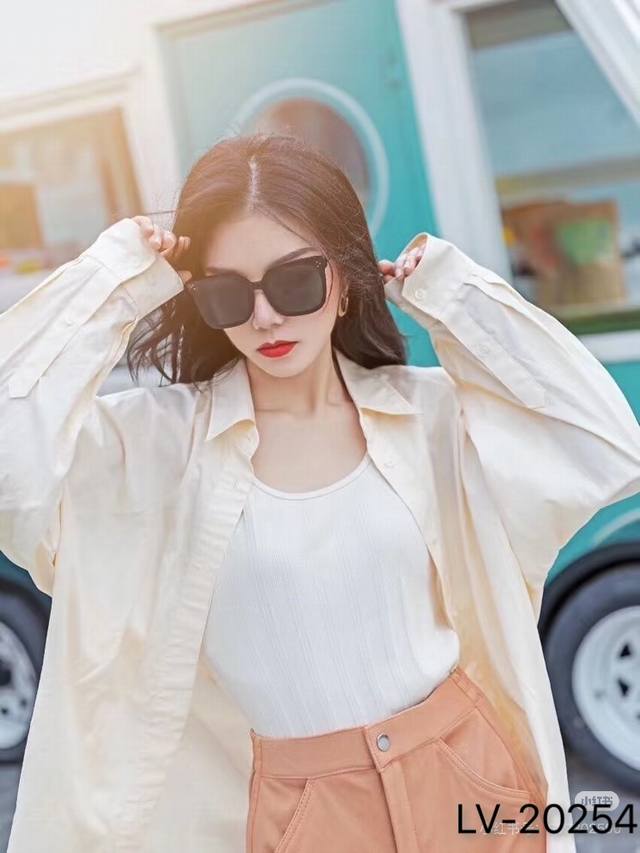 Louis Vuitto*新款时尚偏光墨镜女复古高级感防晒遮阳墨镜男显脸方形全框太阳镜