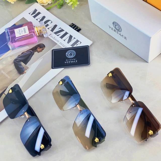 Versac*新款时尚大方太阳镜简约女士街拍潮流防紫外线墨镜太阳镜时尚