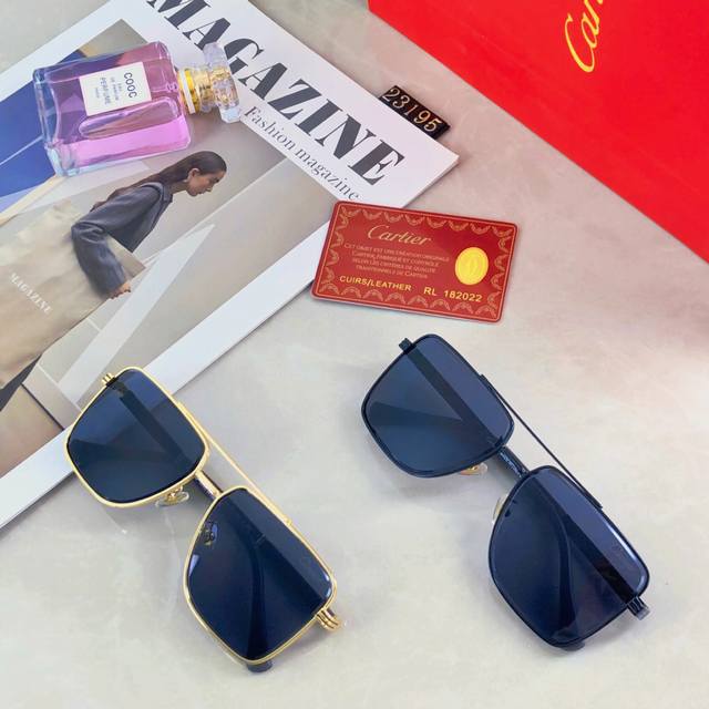 Cartie*复古痞帅男士双梁金属墨镜高端商务风格Uv400防晒防紫外线太阳镜