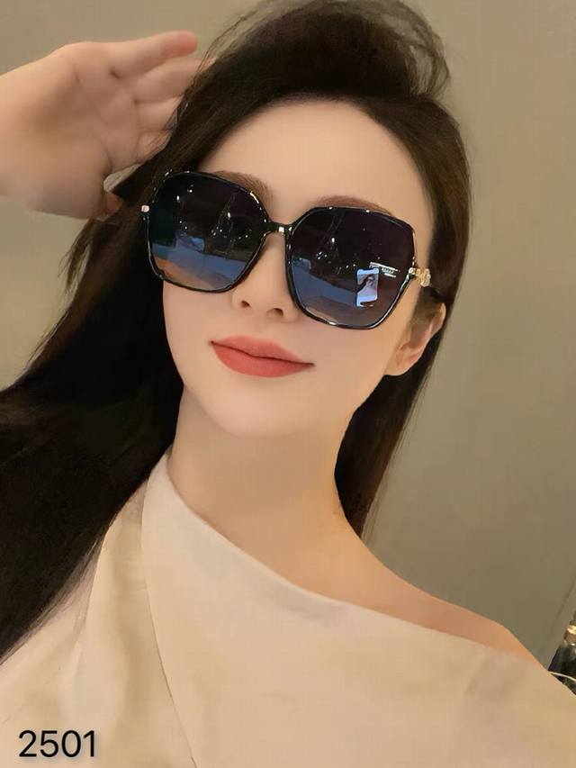 Chane*2025新款偏光墨镜女款高级感太阳眼镜防紫外线大框显脸小可配近视