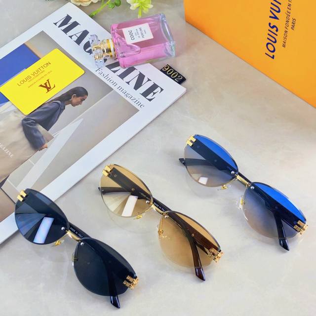 Louis Vuitto*椭圆时尚网太阳镜欧美金属跨境墨镜红街新款复古拍百搭