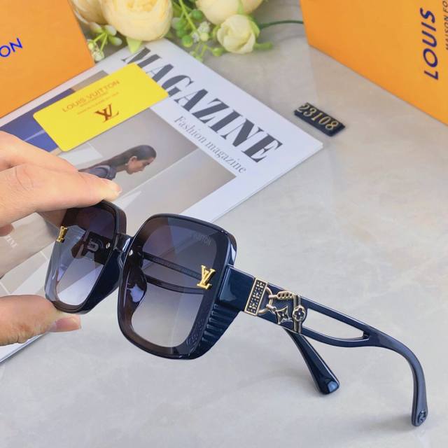 Louis Vuitto*新款时尚方框太阳镜女士轻奢眼镜复古大框百搭网红街拍紫外线