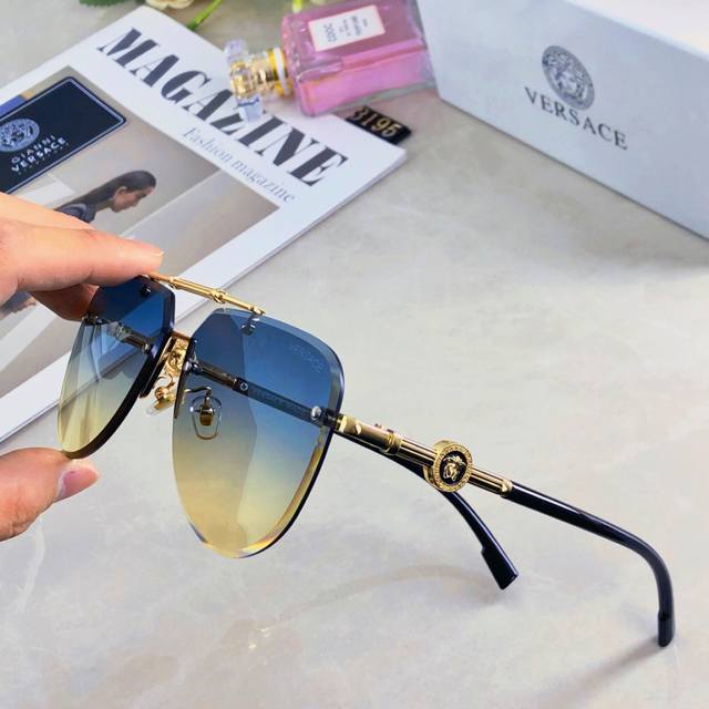 Versac*金属太阳眼镜 旅行遮阳墨镜 防紫外线 个性复古大气 方框 时尚