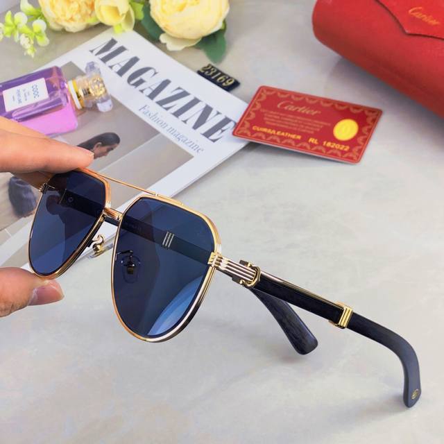 Cartie*时尚欧美双梁太阳镜男防晒防紫外线商务墨镜女户外遮阳眼镜蛤蟆镜