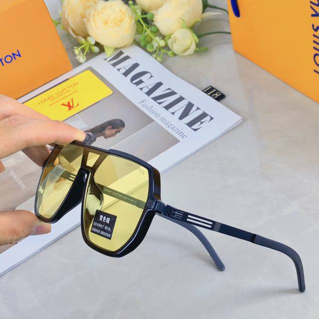 Louis Vuitto*墨镜大脸素颜网红款大框方形太阳镜防紫外线度假