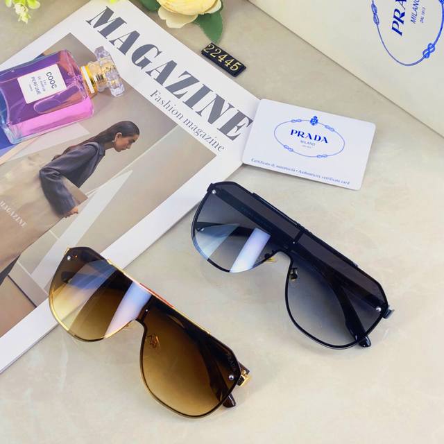 prad*欧美复古男士朋克风墨镜金属双梁高端商务风格太阳镜男Uv400防晒